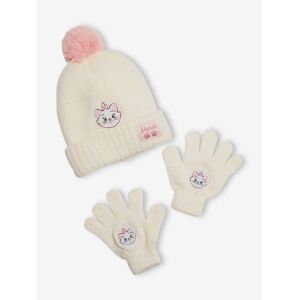 ANIMALES DE DISNEY Conjunto de gorro + manoplas Disney® Marie de Los Aristogatos beige claro liso con motivos