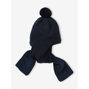 VERTBAUDET Gorro/bufanda 2 en 1 de punto bobo para bebé azul grisáceo