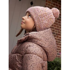 VERTBAUDET Conjunto para niña: gorro + snood + manoplas/mitones de punto trenzado malva