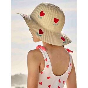 VERTBAUDET Sombrero forma capelina aspecto paja con corazones para niña madera