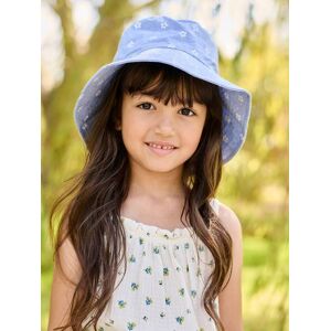 VERTBAUDET Sombrero bob estilo capelina denim con flores para niña azul jeans