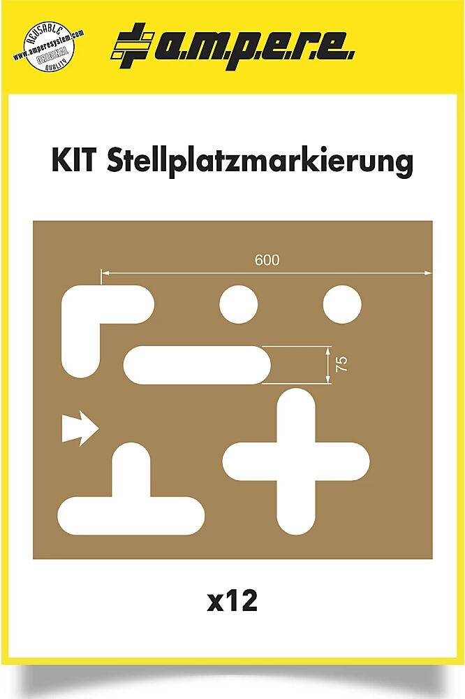 Ampere Juego de plantillas, marcas de aparcamiento, 12 plantillas, cartón
