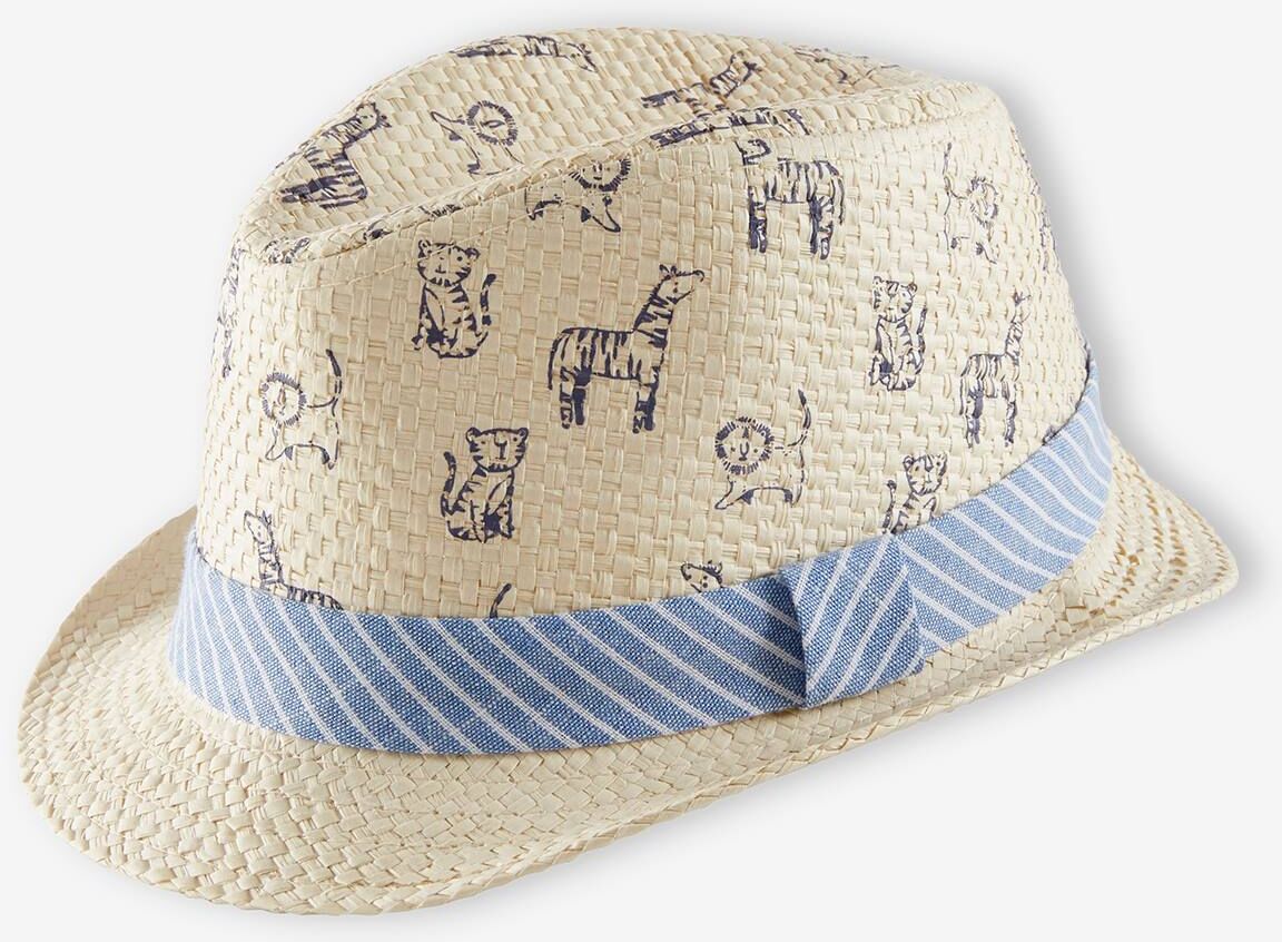 VERTBAUDET Sombrero borsalino estilo paja para niño Oeko Tex® beige claro estampado