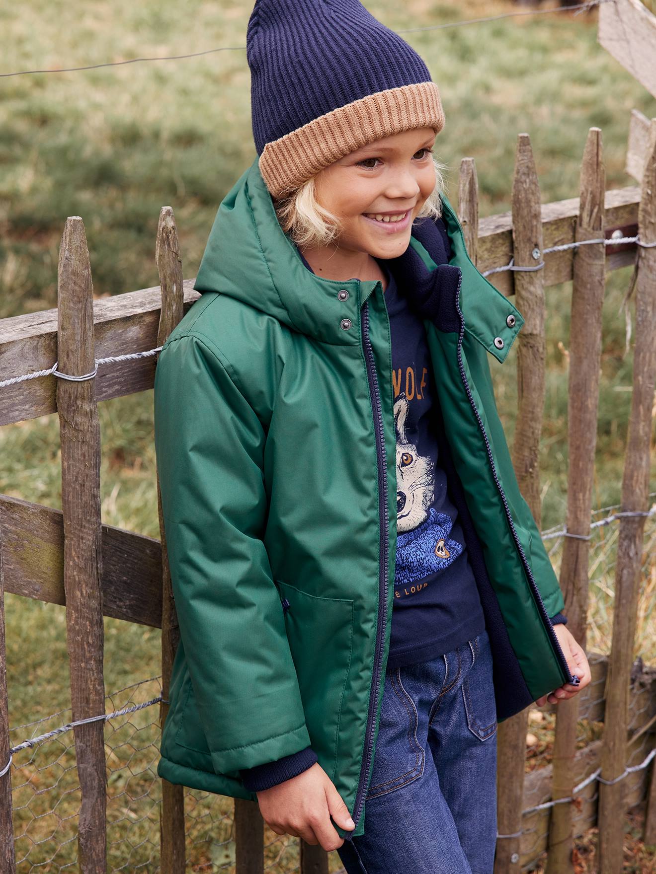 VERTBAUDET Gorro bicolor de punto de canalé para niño - Basics azul oscuro