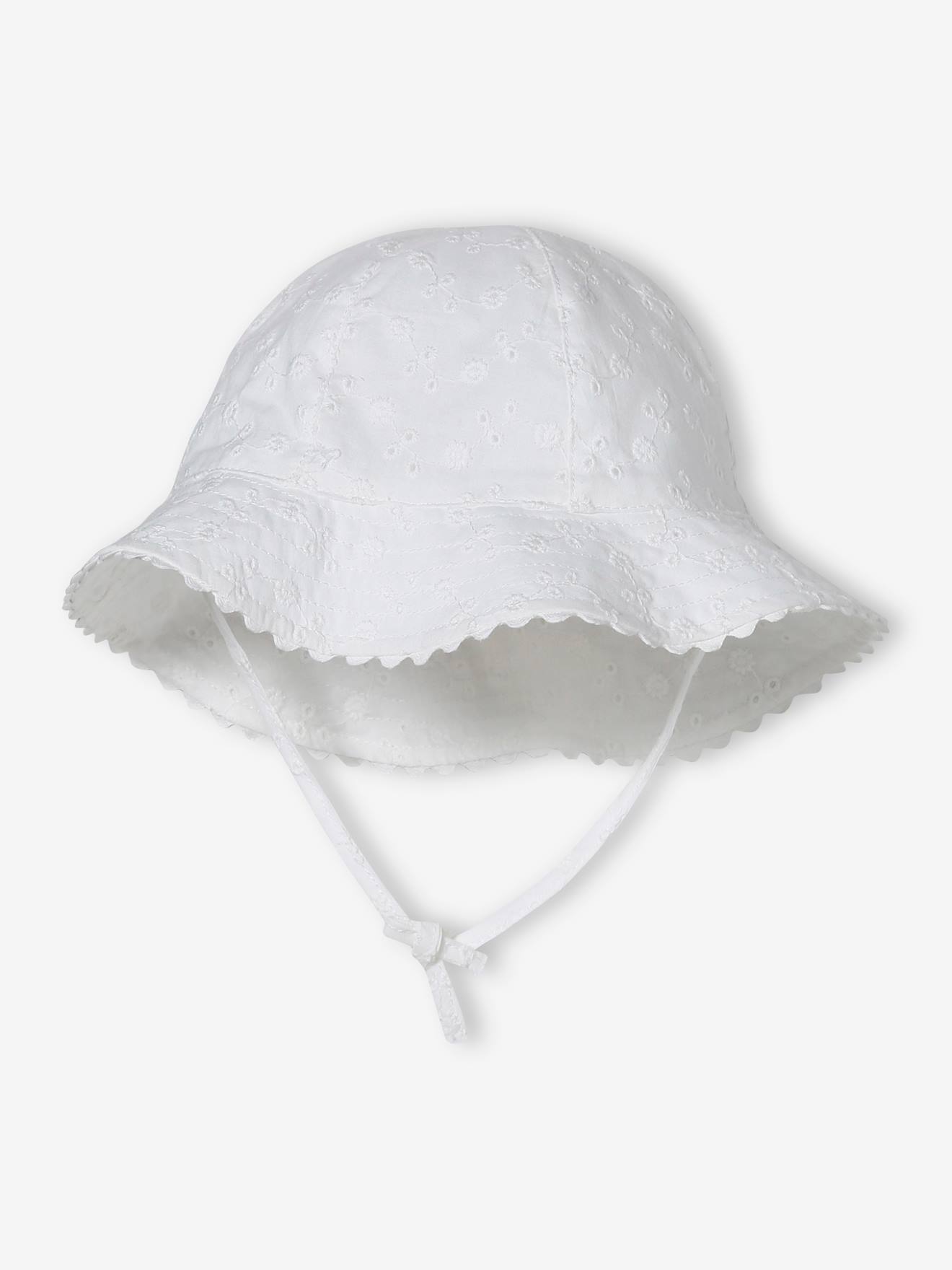 VERTBAUDET Sombrero de bordado inglés para bebé niña crudo