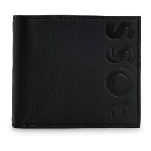 Embossed-logo wallet in grained leather with coin pocket