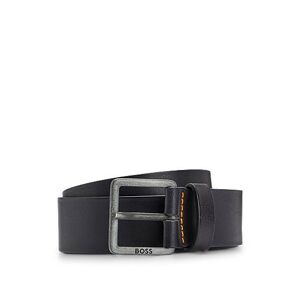 Boss Leather belt with logo-engraved buckle