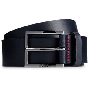 HUGO Leather belt with red stitching and branded buckle