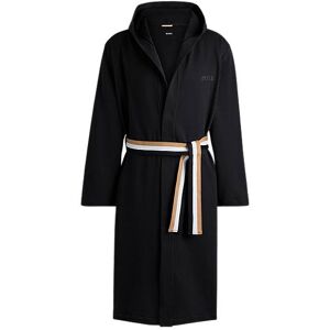 Boss Cotton-terry hooded dressing gown with signature-stripe belt