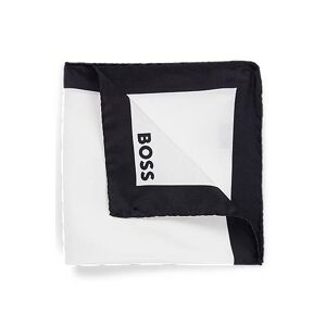 Boss Silk pocket square with border and logo