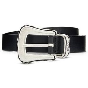 HUGO Italian-leather belt with branded keeper