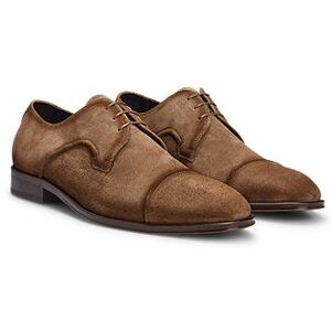 Boss Italian-made suede Derby shoes with cap-toe detail