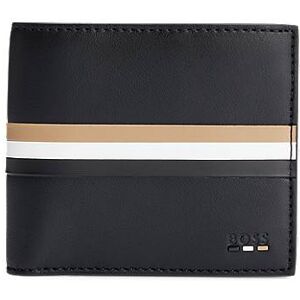 Boss Faux-leather wallet with signature stripe and polished hardware