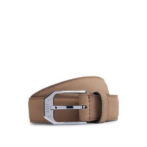 Boss Italian-made suede belt with angular branded buckle