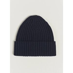 Piacenza Cashmere Ribbed Cashmere Beanie Navy - Valkoinen - Size: S M L XL - Gender: men