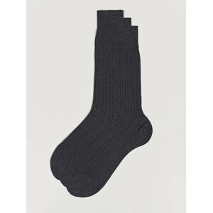 Bresciani 3-pack Cotton Ribbed Short Socks Grey Melange - Size: One size - Gender: men