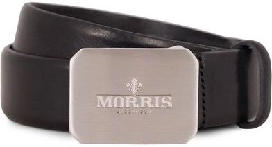 Morris Plated Logo Leather 3,5 cm Belt Black