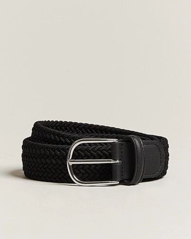 Anderson's Stretch Woven 3,5 cm Belt Black