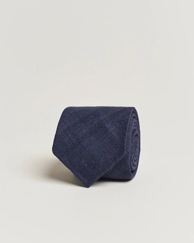 Drake's Tussah Silk Handrolled 8 cm Tie Navy