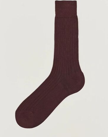 Bresciani Cotton Ribbed Short Socks Burgundy