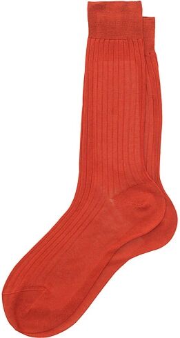 Bresciani Cotton Ribbed Short Socks Rust Orange