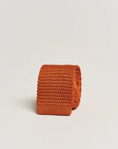 Amanda Christensen Knitted Silk Tie 6 cm Orange