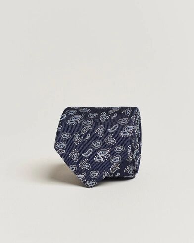 Amanda Christensen Paisley Woven Silk Tie 8 cm Navy