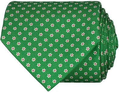 E. Marinella 3-Fold Printed Dots 8 cm Silk Tie Grass Green