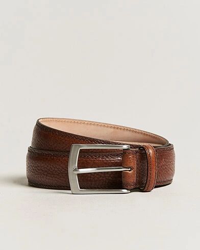Loake 1880 Henry Grained Leather Belt 3,3 cm Dark Brown