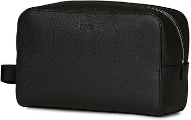 BOSS Crosstown Leather Washbag Black