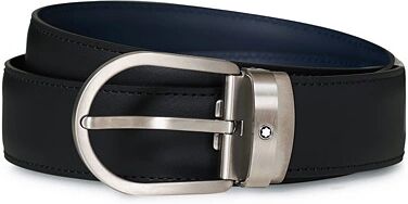 Montblanc Matt Buckle Reversible 32mm Leather Belt Black/Blue