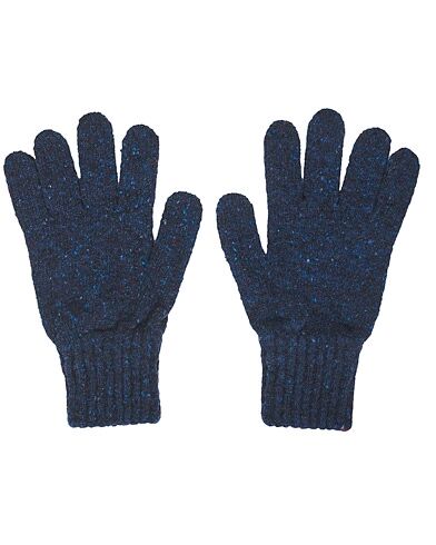 Drake's Classic Donegal Merino Gloves Navy/Red
