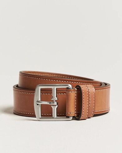 Anderson's Bridle Stiched 3,5 cm Leather Belt Tan