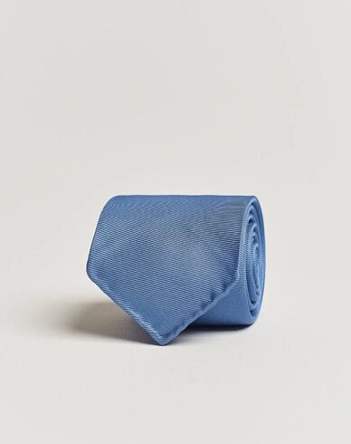 Drake's Handrolled Woven Silk 8 cm Tie Blue