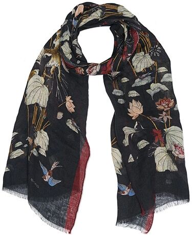 Etro Oriental Tiger Printed Scarf Black