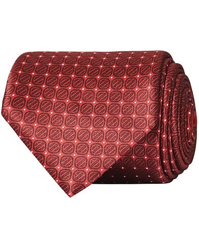 Zegna Monogram Silk Print Tie Red