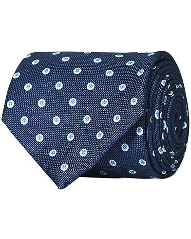 Brioni Printed Micro Pattern Silk Tie Dark Blue