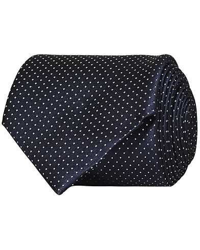 Canali Micro Dot Silk Tie Navy 8 cm