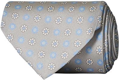 Amanda Christensen Silk Twill Printed Flower 8 cm Tie Grey