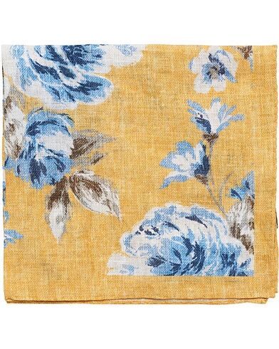 Amanda Christensen Printed Linen Pocket Square Yellow