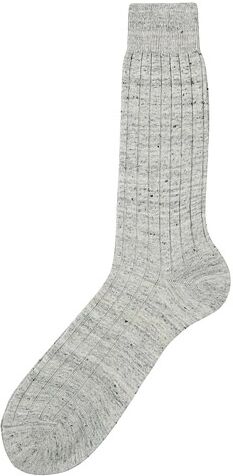 Bresciani Linen Ribbed Short Socks Off White