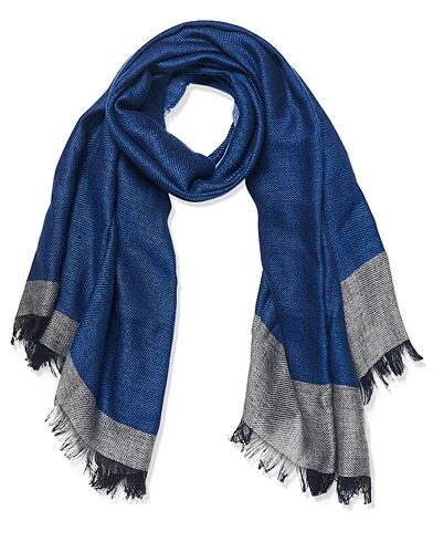 Begg & Co Heron Cashmere Mix Scarf Navy Blue