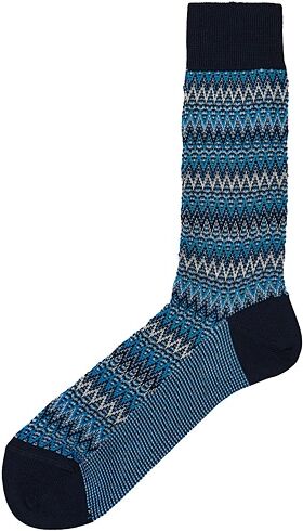 Missoni Zig-Zag Crochet Knit Socks Blue/White