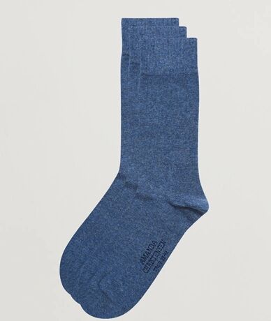 Amanda Christensen 3-Pack True Cotton Socks Denim Blue