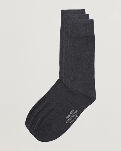 Amanda Christensen 3-Pack True Cotton Socks Antrachite Melange