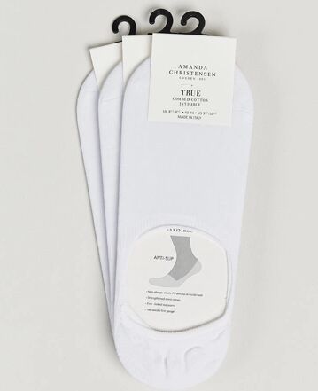 Amanda Christensen 3-Pack True Cotton Invisible Socks White