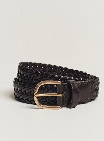 Anderson's Woven Leather Belt 3 cm Dark Brown