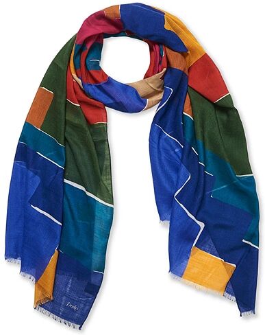 Drake's Wool/Silk Kilim Blocky Print Scarf Multi