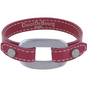 LES POULETTES BIJOUX Bracelet Cuir et Maille Rectangle Plate Argent 925 - Fuchsia - Publicité