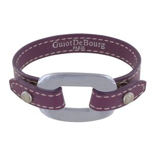 LES POULETTES BIJOUX Bracelet Cuir et Maille Rectangle Plate Argent 925 - Violet - Publicité